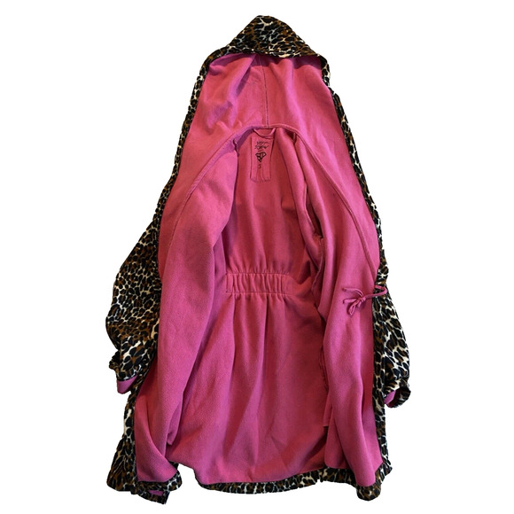 BETSEY JOHNSON Fleece Robe Womens S Small Leopard Print w Belt & Hood Soft Robe - Picture 9 of 16